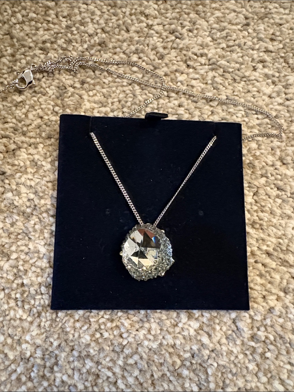 Swarovski Silver Crystal Cluster Pendant Necklace